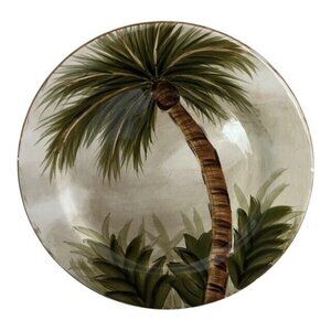 Tabletops Unlimited Lifestyles Kona Hand Painted Palm Tree Salad Plate 8 5/8”